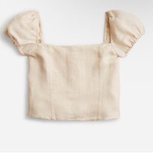 J Crew Square Neck Linen Crop Top